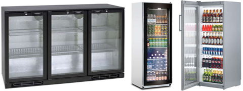 Glastürkühlschränke, Barcooler, Unterbau und Einbau Glastür Kühlschränke Flaschenkühlung