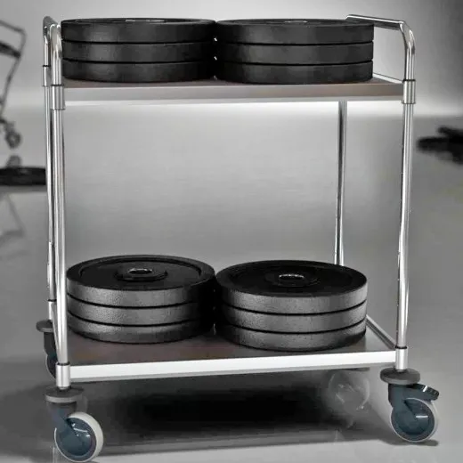 Beispiel fr die enorme Traglast des Hupfer VarioCart 8x6/2: Jede hhenverstellbare Ablage ist mit bis zu 100 kg belastbar - ideal fr schwere Transportgter in Grokchen und Betrieben.