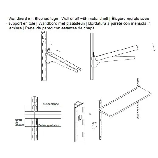 Hupfer Edelstahl Auflage Wandbord 27-06