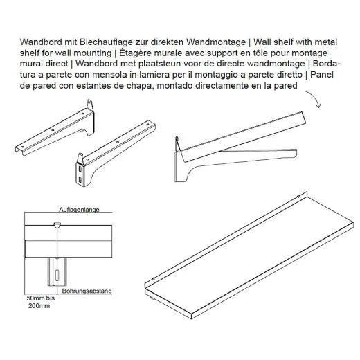 Hupfer Edelstahl Auflage Wandbord 27-06
