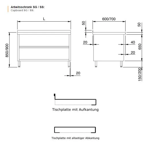Chromonorm Edelstahl Arbeitsschrank - SG06XXCAS3R0