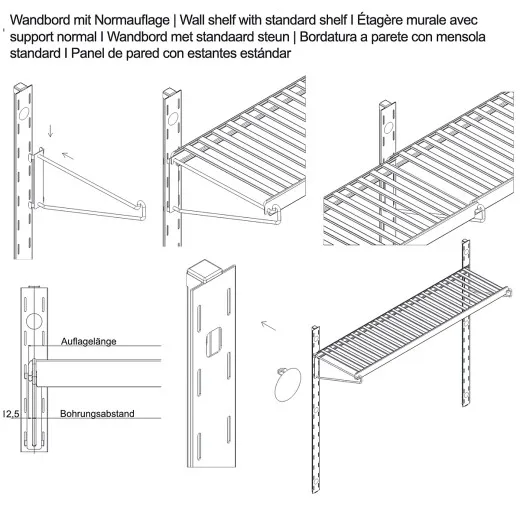 Hupfer Edelstahl Verstellschiene für Wandbord - 1650 Hupfer Edelstahl Verstellschiene für Wandbord - 1650