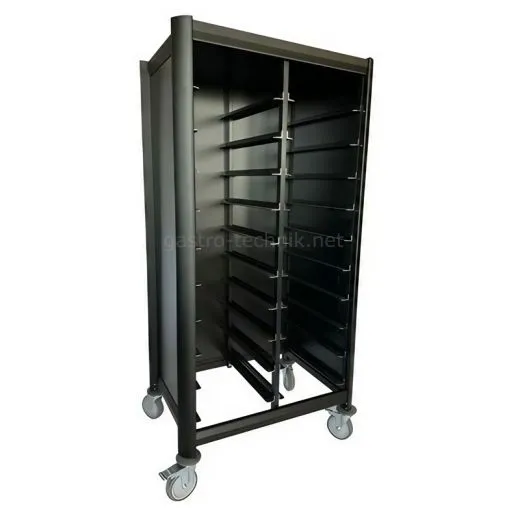 Schwarzer Cafeteria oder Kantinen Tablettabraeumwagen fr 2x10 Tablett und fr Tablettgroesse 455x355 mm oder 453x355 mm