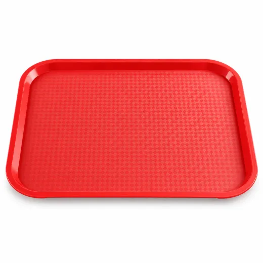 Rotes Serviertablett ECO 9220 im Format 455x355 mm, stapelbar und mit umlaufender Randverst�rkung aus Polypropylen - ideal f�r Fast-Food, Imbiss, Self-Service, Cafeteria und Caf�, Alternative zu Rubbermaid Tabletts