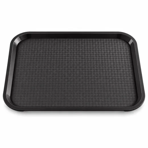 Schwarzes Kantinentablett ECO 9220, 455x355 mm, aus Polypropylen mit Stapelnocken und rutschhemmender Struktur - im Einsatz in Caf�, Cafeteria, Self-Service, Imbiss und Fast-Food, �hnlich Cambro oder Rubbermaid