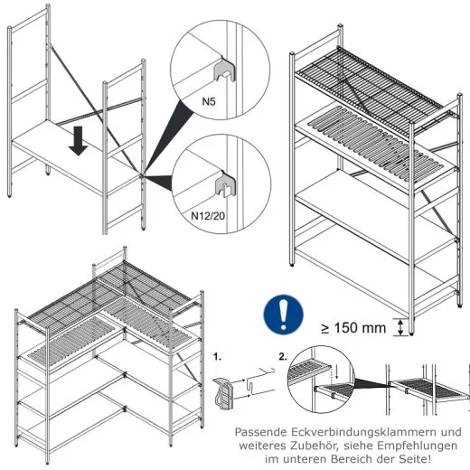 Hupfer Edelstahl Regal N5-RA-FL-600 kg T-400 B-3350 Hupfer Edelstahl Regal N5-RA-FL-600 kg T-400 B-3350