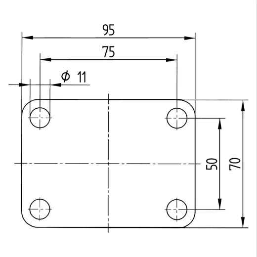 Lenkrolle Kunststoff � 125 mm mit Bremse und Anschraubplatte