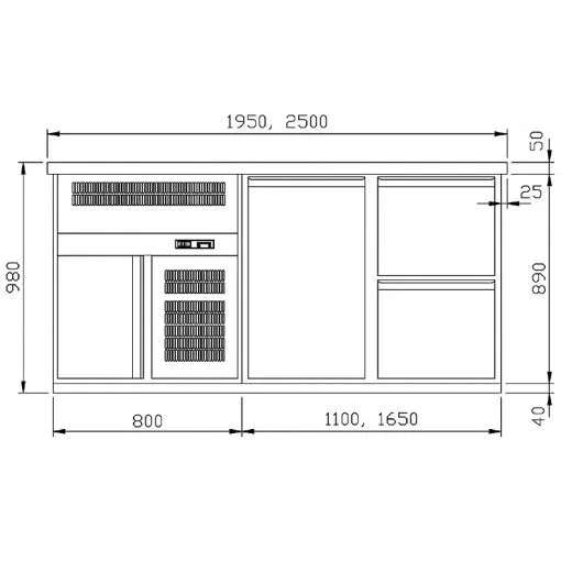 Chromonorm Getr�nke K�hltheke 2 Becken rechts - 1T2S