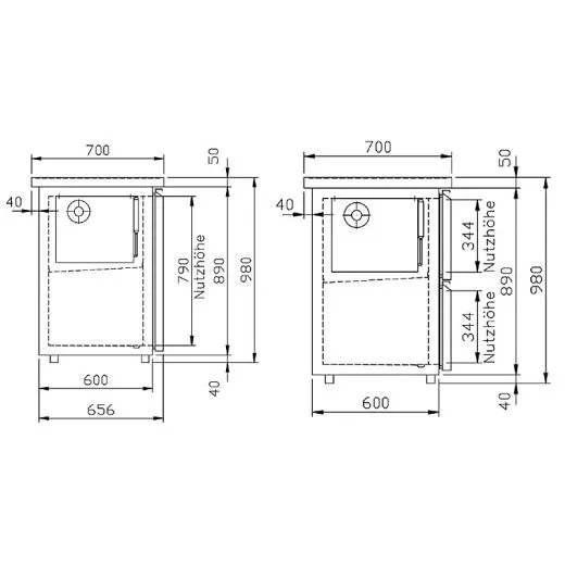 Chromonorm Getr�nke K�hltheke 2 Becken rechts - 1T2S