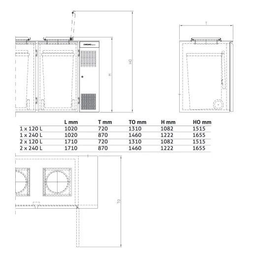 Chromonorm Abfallkhler fr 2x240-Liter-Behlter