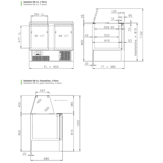 Chromonorm Saladette mit 2 T�ren