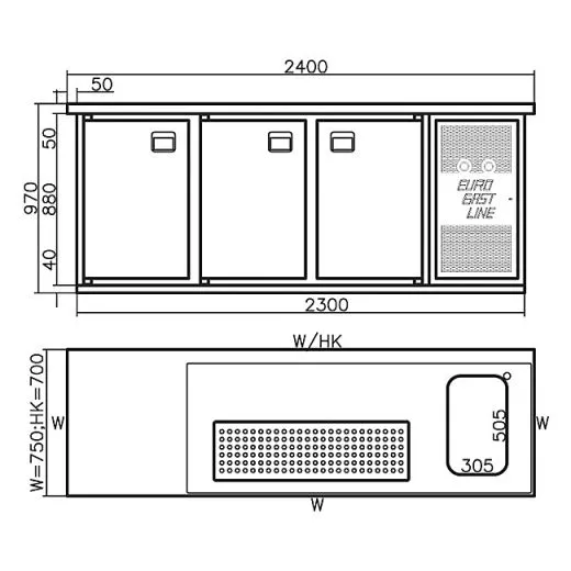 K&M Holland Getränke Kühltheke EGL-Vario - 240-1T-2S-1B K&M Holland Getränke Kühltheke EGL-Vario - 240-1T-2S-1B