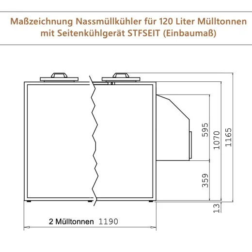 KC1190VZ - K. & M. Holland Mll- & Abfallkhler fr 2x120l Tonne - Mazeichnung Frontseite