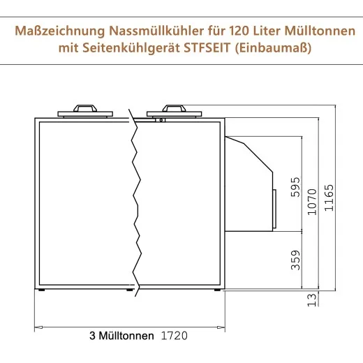 KC1720VZ - K. & M. Holland Mll- & Abfallkhler fr 3x120l Tonne - Mazeichnung Frontseite
