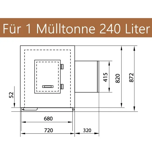 KC720VZ - K. & M. Holland Mll- & Abfallkhler fr 1x240l Tonne - Mazeichnung Draufsicht