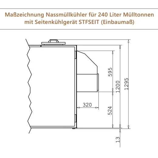 KC720CN - K. & M. Holland Mll- & Abfallkhler fr 1x240l Tonne - Mazeichnung Frontseite