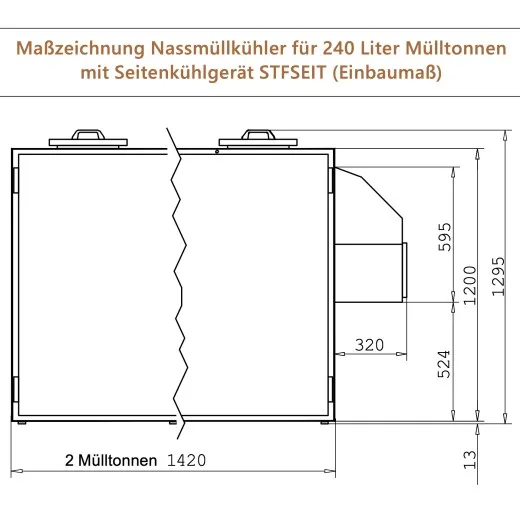 KC1420VZ - K. & M. Holland Mll- & Abfallkhler fr 2x240l Biomlltonne - Mazeichnung Frontseite