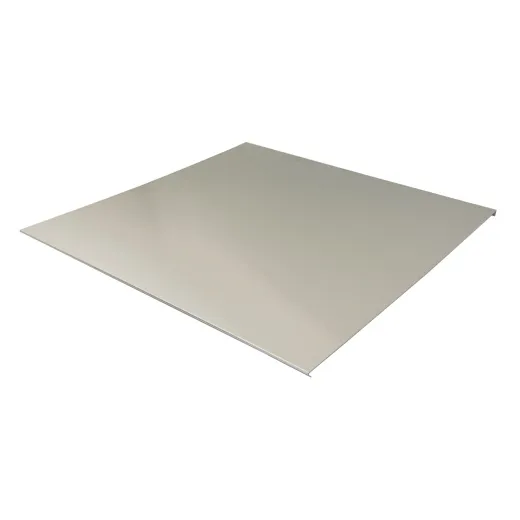 Vorderansicht - CAT Edelstahl Blindblech 400x400 mm für Ablufthauben Vorderansicht des CAT Edelstahl-Blindblechs 400x400 mm aus Edelstahl 1.4301, passend für Ablufthauben in Gastronomie und Küche, hochwertig verarbeitet für Lüftungsanlagen.