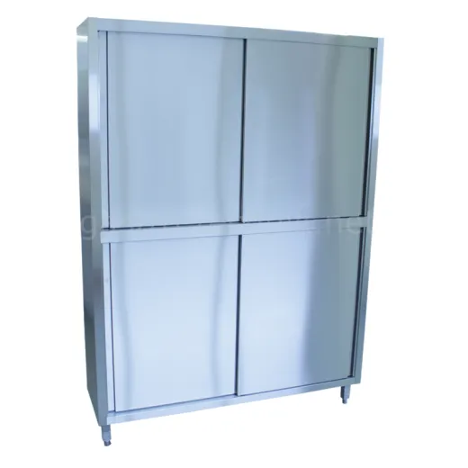 CAT-Edelstahl Hochschrank Schiebetren beidseitig - Tiefe 60cm CAT-HSB-06-10-18