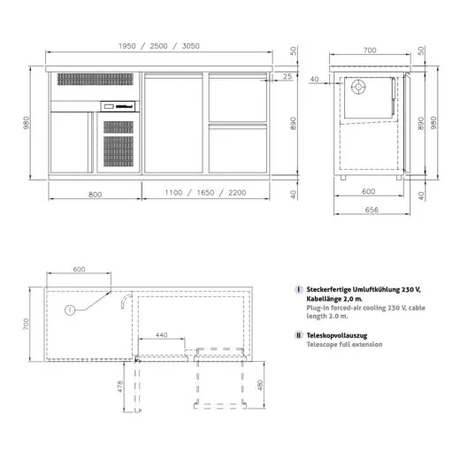 Chromonorm Getränke Kühltheke 2 Becken rechts - 4T Chromonorm Getränke Kühltheke 2 Becken rechts - 4T