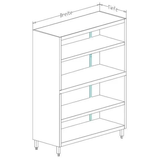CAT-Edelstahl Hochschrank offen - Tiefe 80cm CAT-HOE-08-07-18