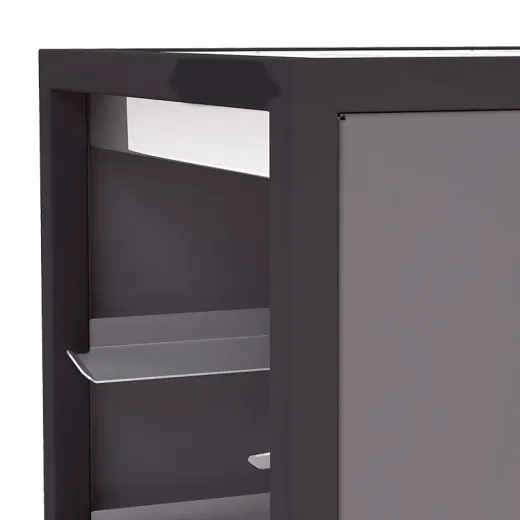 Detailansicht der Tablett-Auflagen am grau/schwarzen Tablett-Abr�umwagen 1x09-TWA1S f�r 9x EN 1/1 Tabletts 530x370 mm. Stabil und f�r den professionellen Einsatz geeignet.