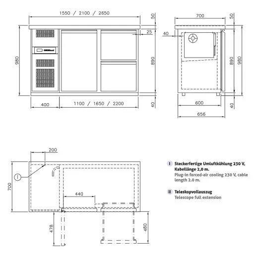 Chromonorm Getränke Kühltheke 1 Becken rechts - 4S Chromonorm Getränke Kühltheke 1 Becken rechts - 4S