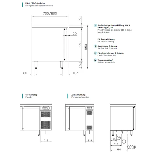 Chromonorm Edelstahl Bckerei Khltisch - 3 Tren - TPHK