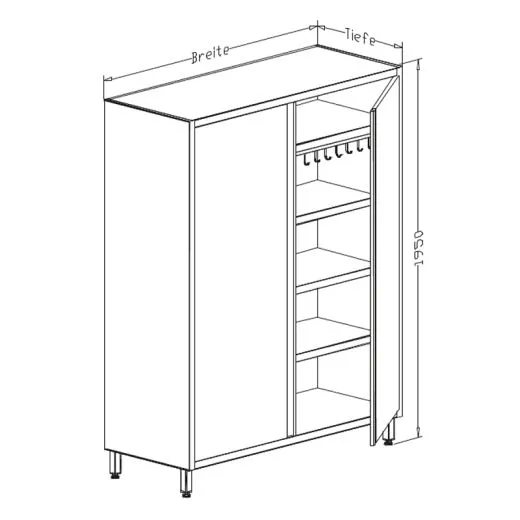 CAT-Edelstahl Putzmittelschrank PM1 - Tiefe 50cm CAT-PM1-05-05-10