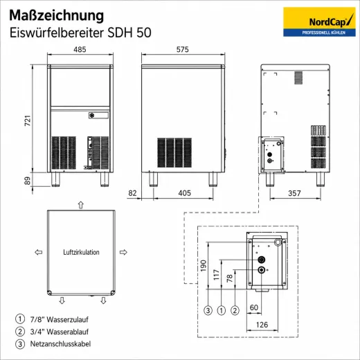 NordCap Eisw�rfelbereiter SDH 50 L - 47kg/24h