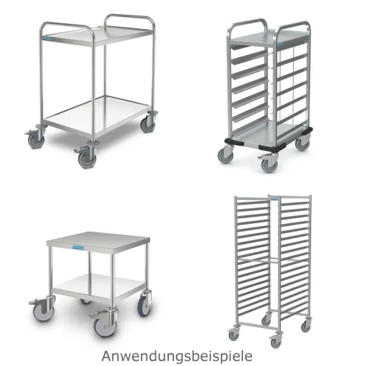 Lenkrolle Stahl-verzinkt ø 125 mm - LR Stvzkt Rz1/125 mF - für Servierwagen - Anwendungsbeispiele Anwendungsbeispiele der Lenkrolle Stahl-verzinkt ø 125 mm - LR Stvzkt Rz1/125 mF: Hochwertige Ersatzrolle für Hupfer fahrbare Geräte wie EN/GN-Wagen, Regalwagen, Servierwagen, Abräumwagen und Küchenhocker. Auch einsetzbar bei Blanco* und B.Pro*