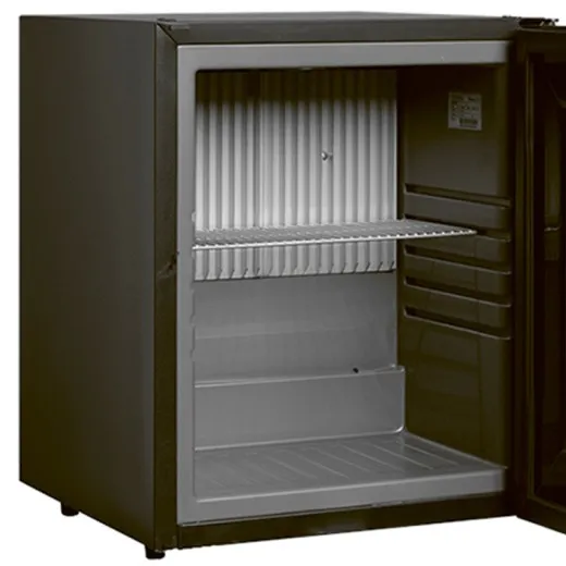 Innenansicht der NordCap Minibar TM 32/33-V Innenansicht der NordCap Minibar TM 32/33-V mit Volltür, LED-Innenbeleuchtung, leisem Absorbersystem, 25 l Nutzinhalt, ideal für Hotelzimmer.