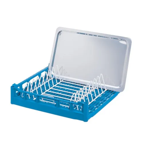 Anwendungsbeispiel für Fries Grundkorb NKT-50x50 mit Tabletteinsatz E-NKT für 9 große Tabletts Anwendungsbeispiel für Fries Grundkorb NKT-50x50 mit Tabletteinsatz E-NKT für 9 große Tabletts