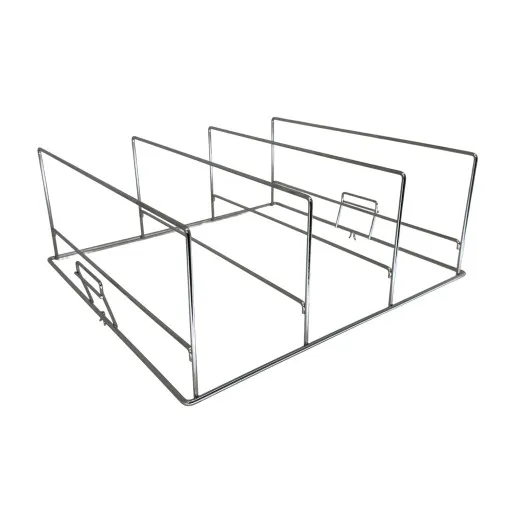 Fries Warmhaltetabletteinsatz WHT-3 für 3 Tabletts je 13 cm Dicke - Ausführung Edelstahl poliert Fries Warmhaltetabletteinsatz WHT-3 für 3 Tabletts mit einer max. Dicke von 13 cm geeignet für den Grundkorb NK-50x50 cm oder NK einseitig ausgeschnitten