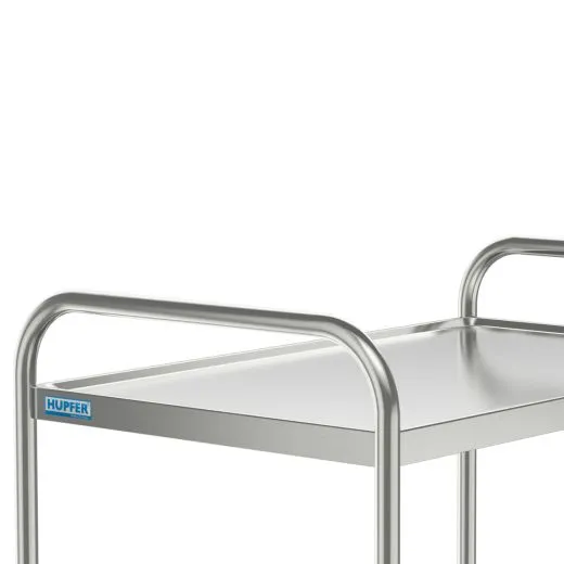 Detailansicht des nahtlosen Edelstahlgriffs am Hupfer Servierwagen bzw. Etagenwagen SSW 10x6-4. Die hygienische Verarbeitung erm�glicht eine einfache Reinigung und sorgt f�r hohe Stabilit�t und Langlebigkeit im t�glichen Einsatz in Hotel, Klinik & Labor.