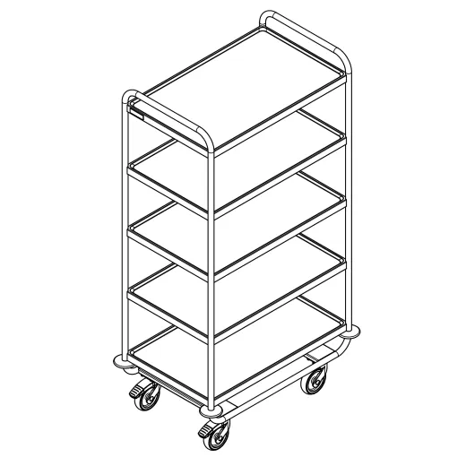 Hupfer Edelstahl schwerer Servierwagen SSW 8x5 - 5 Borde