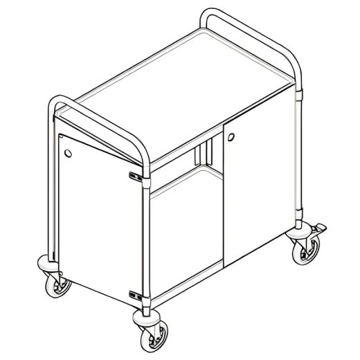 Hupfer Edelstahl Servierwagen geschlossen GSW 8x5-2 - 2 Borde Hupfer Edelstahl Servierwagen geschlossen GSW 8x5-2 - 2 Borde