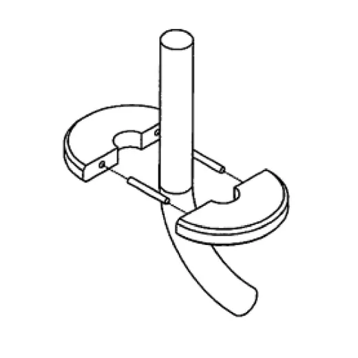Grafik zur Montageanleitung: Abweiserrolle in geteilter Ausf�hrung am Rohr des Servierwagens ansetzen und ausrichten. Passend f�r Rohrdurchmesser 25 mm. Artikel-Nr. 0113293.
