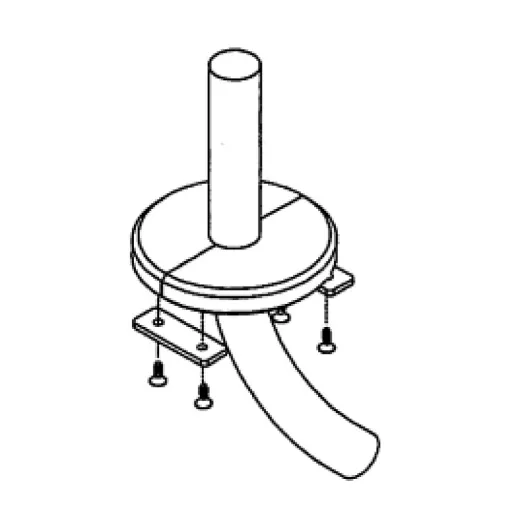 Grafik zur Montageanleitung: Verbindungselemente der geteilten Abweiserrolle am Rohr des Servierwagens ansetzen und mit den Schrauben fest verschrauben. Passend f�r Rohrdurchmesser 25 mm. Artikel-Nr. 0113293.