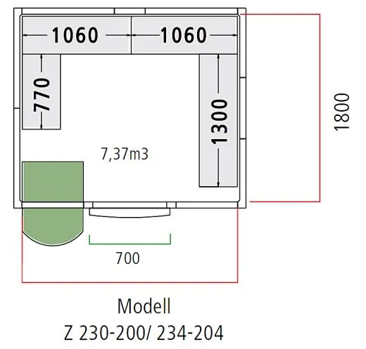 NordCap Tiefkühlzelle - Tiefkühlraum Z 234-204-TK NordCap Tiefkühlzelle - Tiefkühlraum Z 234-204-TK