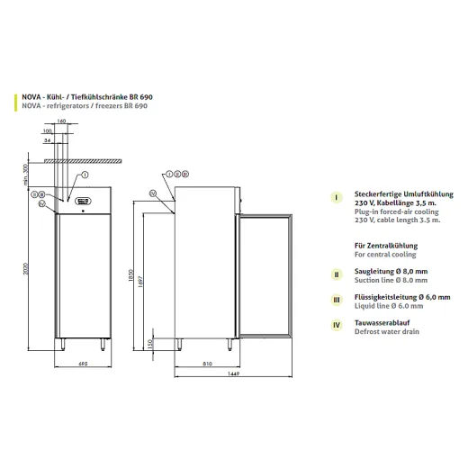 Chromonorm Edelstahl Tiefkühlschrank BR 690 GN - 2/1 GN Chromonorm Edelstahl Tiefkühlschrank BR 690 GN - 2/1 GN
