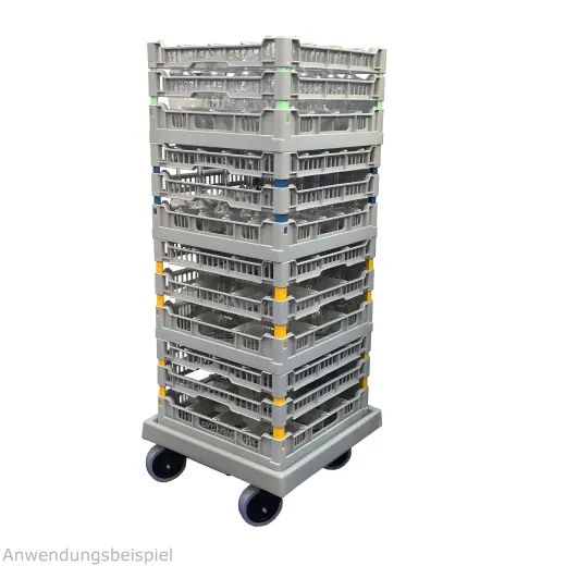 Transportwagen ROL400 f�r 40x40 cm Gl�serracks, belastbar bis 250 kg und leicht zu handhaben. Mit herausnehmbarer Abtropfwanne und 4 Lenkrollen f�r einfaches Bewegen. Ideal f�r Catering, Veranstaltungen und Gastronomie, f�r hygienischen & sicheren Transpo
