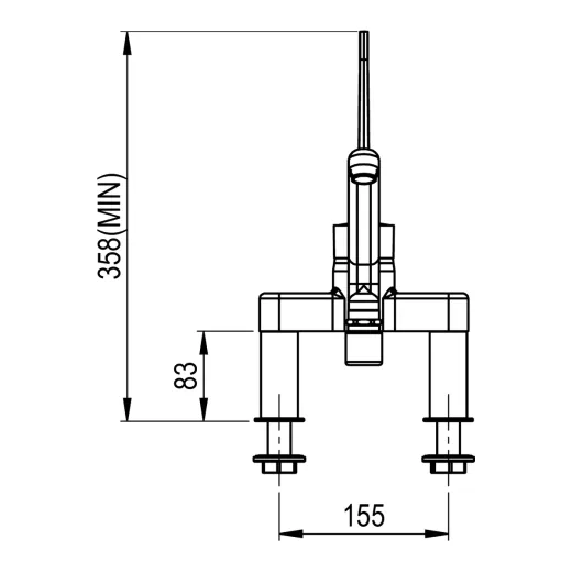 Ma�zeichnung Klarco 1S.3021M.45.72: Gesamth�he 415 mm (MAX), Auslauf 185 mm, Hebell�nge 220 mm, Auslaufh�he 110 mm, Schaftl�nge 88 mm, Bohrung G 1/2 (�21 mm), Schwenkwinkel Hebel 25�