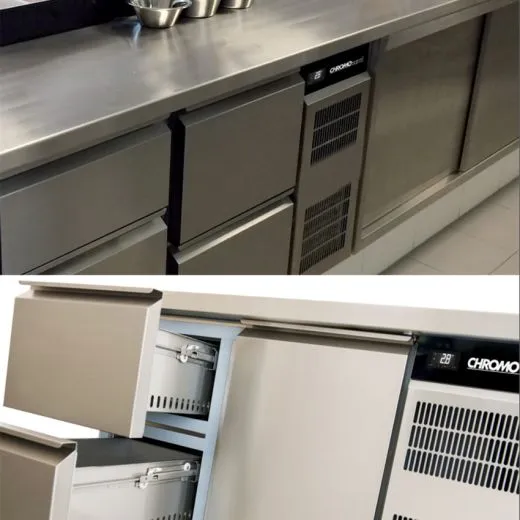 Chromonorm Edelstahl Tiefkühltisch - 2 Schubladen - 1 Tür - TPHK Chromonorm Edelstahl Tiefkühltisch - 2 Schubladen - 1 Tür - TPHK