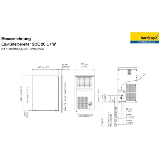 NordCap Eisw�rfelbereiter SCE 20 L - 19kg/24h