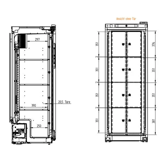 Gemeinschaftskühlschrank Rieber Multipolar 380-8 FL Gemeinschaftskühlschrank Rieber Multipolar 380-8 FL