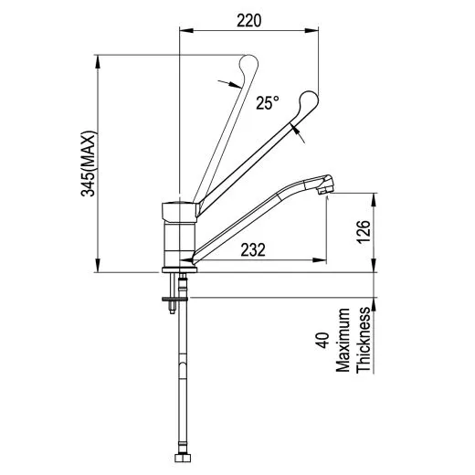 Langhebelarmatur LINEA - Auslaufhahn 220mm - Einhebelmischer TM1L