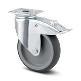 Lenkrolle Stahl-verzinkt � 125 mm mit Bremse und Anschraubplatte