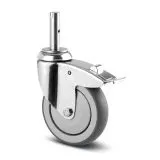 Lenkrolle AS Edelstahl � 125 mm mit Bremse Zapfenbefestigung