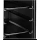Detailansicht der Tablett-Auflagenschienen des Abr�umwagens in Schwarz. Zu sehen: mehrere Einschubebenen mit gebogenen Metallschienen und ein eingelegtes GN 1/1 Tablett. Abstand der Auflagen: 130 mm.